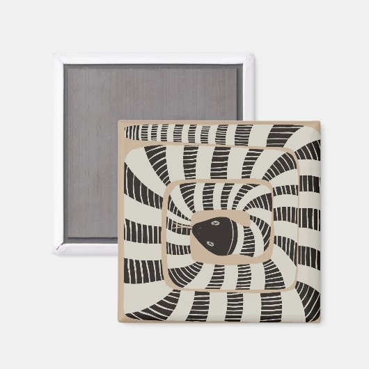 おもしろい抽象芸術ストライプのバンドスネーク |ヘビ愛好家 マグネット (正面/裏面)