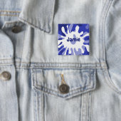 おもしろい抽象芸術ブルー絵画(ばちゃばちゃ)跳ねるの名前ボタン 缶バッジ (インサイチュ)