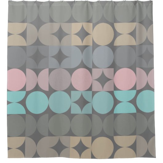 おもしろい抽象芸術円の正方形のパターン シャワーカーテン (正面)