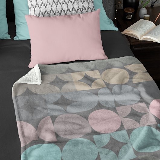 おもしろい抽象芸術円の正方形のパターン フリースブランケット