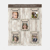 おもしろい指名手配ポスターおばあちゃん&おじいちゃん写真 フリースブランケット (正面)