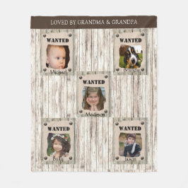 おもしろい指名手配ポスターおばあちゃん&おじいちゃん写真 フリースブランケット