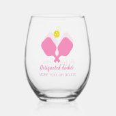 おもしろい指定ディンカーパーソナライズされたピックボール ステムなしワイングラス (正面)