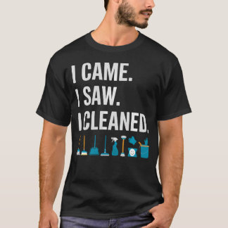 おもしろい掃除クルー 来た 見た 埃とり掃除 Tシャツ