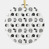 おもしろい携帯電話文字メッセーカスタムジングBGカラー セラミックオーナメント (正面)