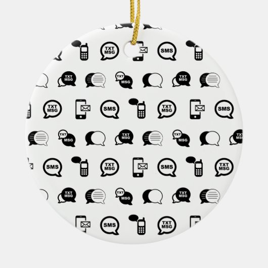 おもしろい携帯電話文字メッセーカスタムジングBGカラー セラミックオーナメント (正面)