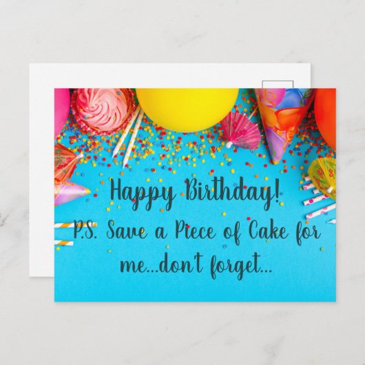 おもしろい救ハッピーバースデー – ケーキを私のために ポストカード (正面/裏面)