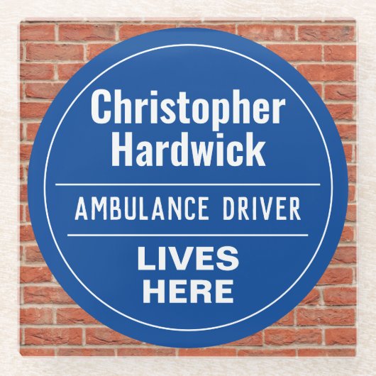 おもしろい救急車の壁プラークスタイル ガラスコースター (正面)