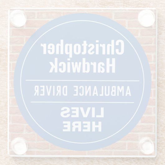 おもしろい救急車の壁プラークスタイル ガラスコースター (裏面)