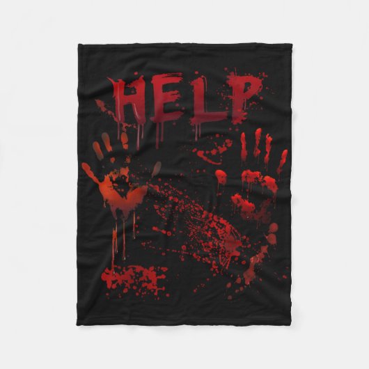 おもしろい救済血ハンドプリントハロウィーン衣装マチ フリースブランケット (正面)