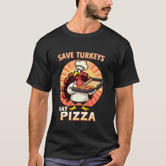 おもしろい救食べピザ感謝祭Tee Pi Tシャツ (正面)