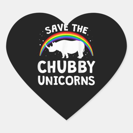 おもしろい救Chubby Unicorns Rhino Lover Gift ハートシール (正面)
