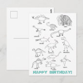 おもしろい教育的な恐竜の子供用ぬりえ誕生日 ポストカード (正面/裏面)