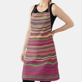 おもしろい数々のの波色オールオーバープリントエプロン エプロン