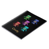 おもしろい数々のカラーのロボットで子の名前が黒い ノートブック (左側)