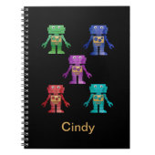 おもしろい数々のカラーのロボットで子の名前が黒い ノートブック (正面)