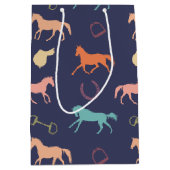 おもしろい数々のカラーの馬の模様 ミディアムペーパーバッグ (正面)