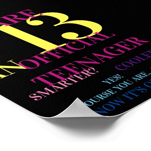 おもしろい数々のカラー公式10代の若者第13誕生日 ポスター (角)