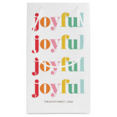おもしろい数々のカラー「Joyful」ホリパーソナライズされたデイ スモールペーパーバッグ (裏面)
