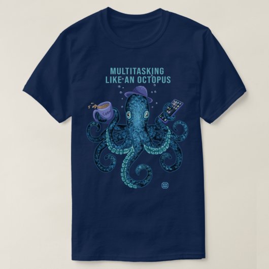 おもしろい数々のタコ Tシャツ (デザイン正面)