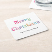 おもしろい数々の色のメリークリスマス スクエアペーパーコースター (アングル)