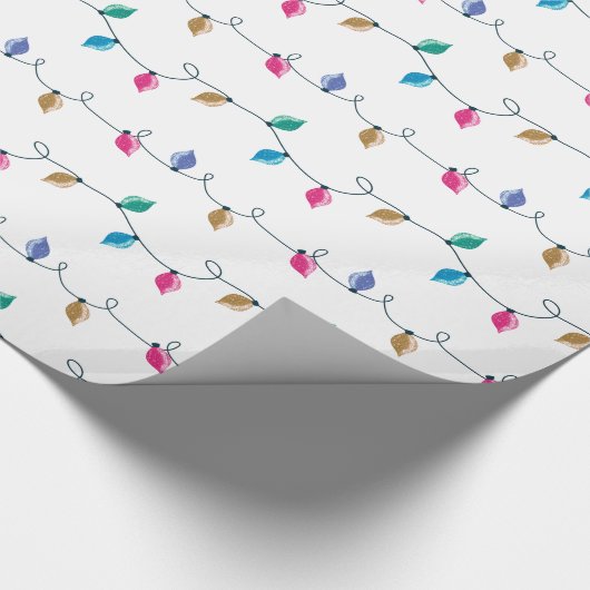 おもしろい数々の色の渦巻くグリッターのクリスマスライト ラッピングペーパー (角)