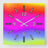 おもしろい数々の色の虹彩模様の正方形クロック スクエア壁時計 (正面)