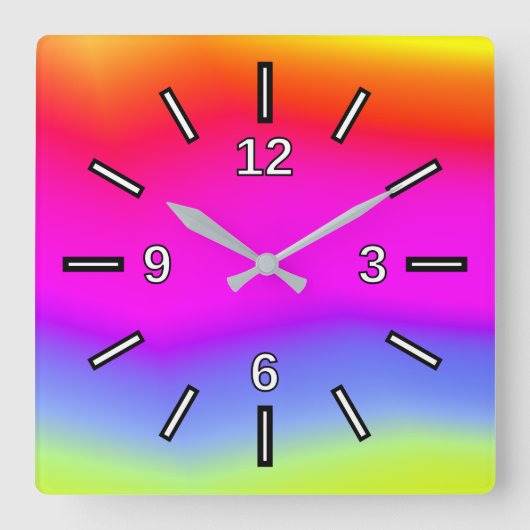 おもしろい数々の色の虹彩模様の正方形クロック スクエア壁時計 (正面)