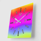 おもしろい数々の色の虹彩模様の正方形クロック スクエア壁時計 (傾斜)