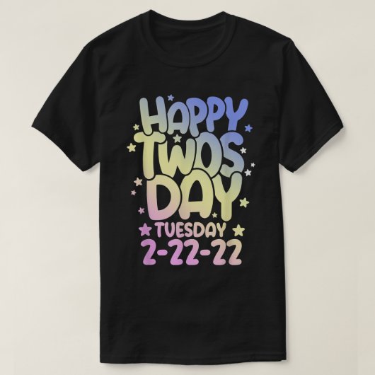 おもしろい数値2月ハッピー2日火曜日2 Tシャツ (デザイン正面)