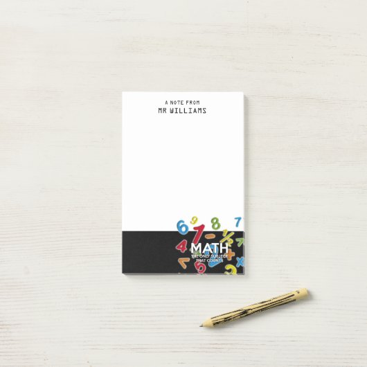 おもしろい数学が数える唯一の主題 ポストイット (デスク上)