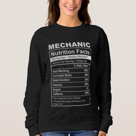 おもしろい整備士栄養ファクトLabel Car Machiner スウェットシャツ (正面)