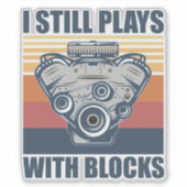 おもしろい整備士 ブロックで遊ぶ大人 シール (正面)