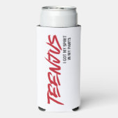 おもしろい文字カスタムベビービリー引用文ティーンジャスレッド スリム缶クーラー (Seltzer裏面)