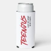 おもしろい文字カスタムベビービリー引用文ティーンジャスレッド スリム缶クーラー (Seltzer正面)