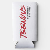 おもしろい文字カスタムベビービリー引用文ティーンジャスレッド スリム缶クーラー (裏面)