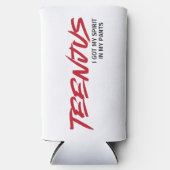 おもしろい文字カスタムベビービリー引用文ティーンジャスレッド スリム缶クーラー (正面)