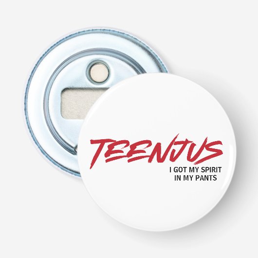 おもしろい文字カスタムベビービリー引用文ティーンジャスレッド 栓抜き (正面)