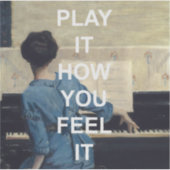 おもしろい文字引用文+ヴィンテージピアノ絵を描プレイヤーズ シール (正面)