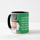 おもしろい文字水色くるみ割りグリーンレッド マグカップ (正面左)