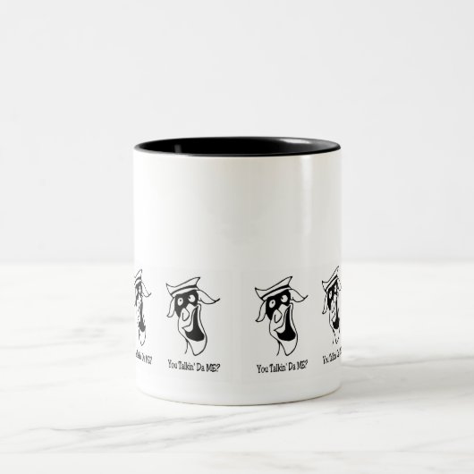 おもしろい文字顔トーキング – よくはしゃぐ式 ツートーンマグカップ (中央)