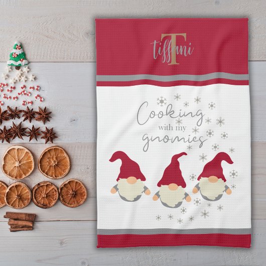 おもしろい料理と私のグノーミーズホリデーズデザイン キッチンタオル