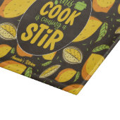 おもしろい料理プリンヴィンテージレトロレモンパターン カッティングボード (角)