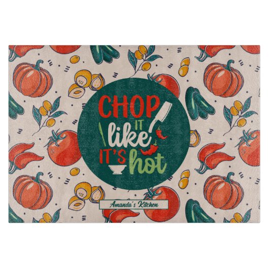 おもしろい料理プリンヴィンテージ野菜料理パターン カッティングボード (正面)