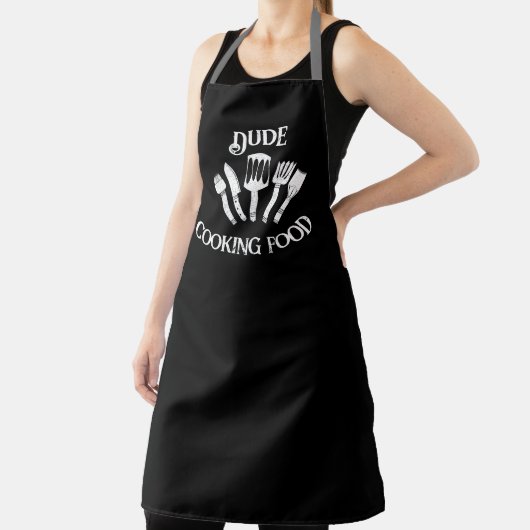 おもしろい料理男性へエプロン – 'Dude料理食品' エプロン (インサイチュ)