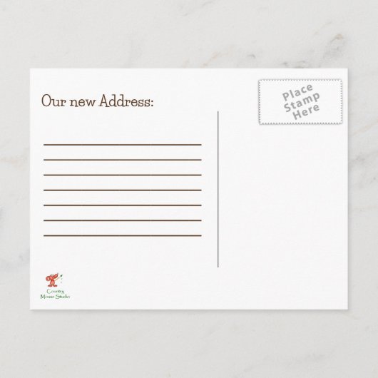 おもしろい新しいアドレス通知、新しいホームポストカード 案内ポストカード (裏面)