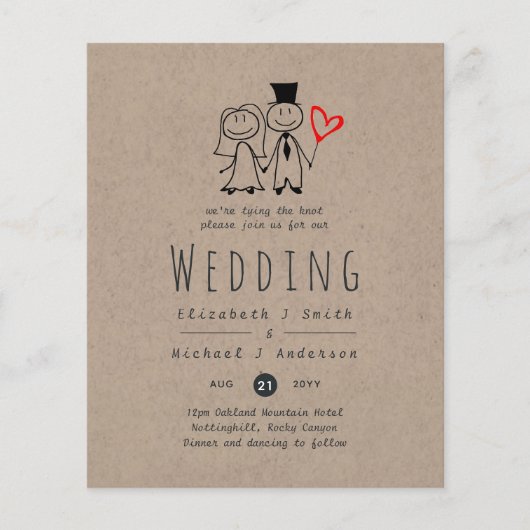 おもしろい新婦素朴結婚式の招待手描き (正面)