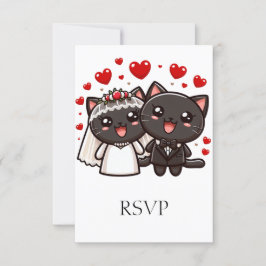 おもしろい新婦結婚の猫RSVPパーソナライズされた 出欠カード