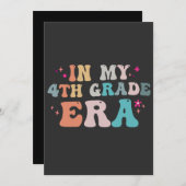 おもしろい新学期は私の4年生の時代先生 招待状 (正面/裏面)