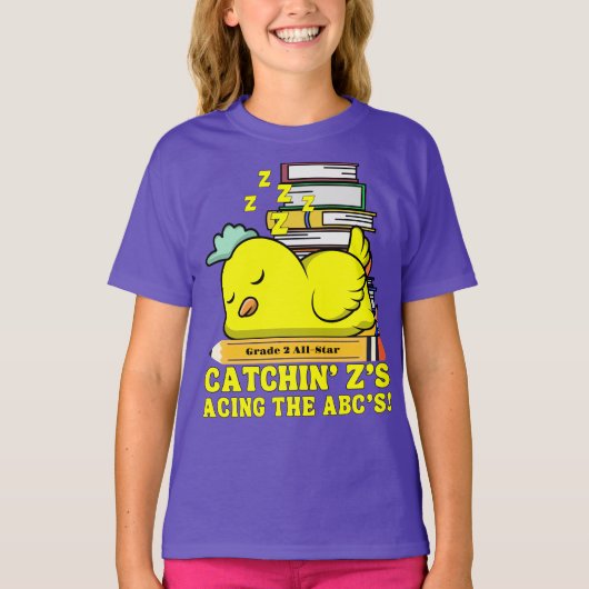 おもしろい新学期グレード名眠り鶏 Tシャツ (正面)